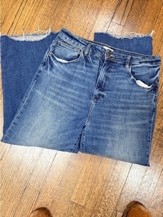 Oliver Logan Denim - Oliver Logan Cropped Wide Leg Jeans Raw Hem Size 34 High Rise